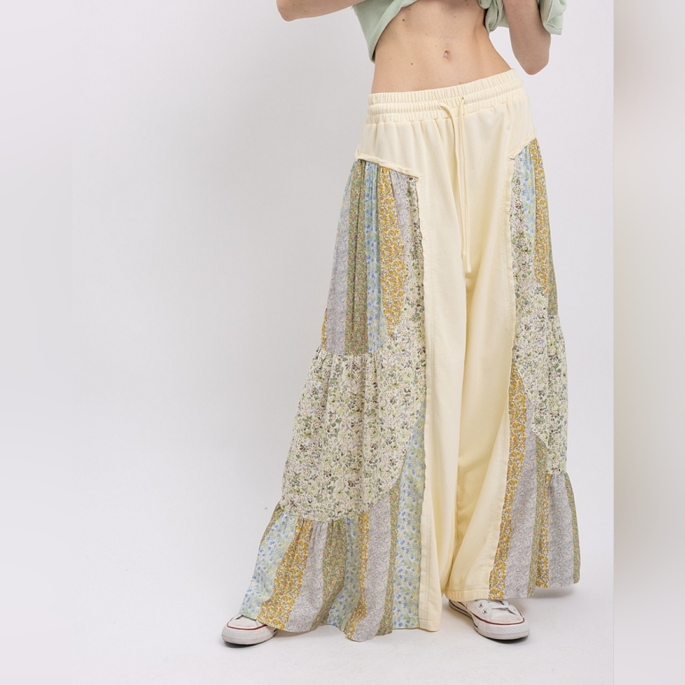 NWT BLUE VELVET Bohemian Patchwork Wide-Leg Pants SM-XL